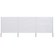 vidaXL 3-panelni vetrobran tkanina 400x80 cm peščeno bel