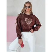 Bluza damska oversize tie-dye z sercem DESSER bordowa Dstreet