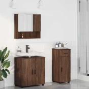 vidaXL Komplet pohištva za kopalnico 3 pcs Rjavi hrast 61 x 35 x 64 cm