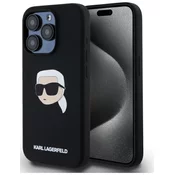 Ovitek Karl Lagerfeld KLHMP15XSKHPPLK iPhone 15 Pro Max 6,7 črni trdi ovitek Silicone Karl Head Print MagSafe (KLHMP15XSKHPPLK)