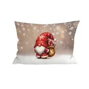 3D prevleka za vzglavnik iz mikrovlaken SANTA GNOME 50x70 cm, rdeča