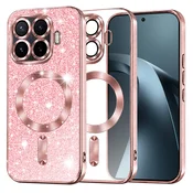 TPU gel ovitek Techsuit Luxury Glitter MagSafe za Xiaomi 17T Pro - rose gold