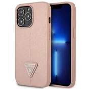 Guess Etui Guess Saffiano Triangle Logo za iPhone 14 Pro Max - roza