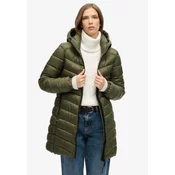 Superdry za ženske. W5011719A Fuji srednje velik prešiti plašč s kapuco zelene barve (S), Priložnostno, Zelena, Polieste
