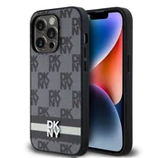 DKNY Etui DKNY Leather Checkered Mono Pattern & Printed Stripes za iPhone 14 Pro - črno