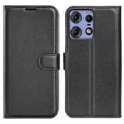 Etui Litchi za Motorola Edge 50 Pro - črn