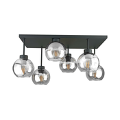 Nadgradni lestenec NESSA 6xE27/60W/230V črna/prozorna