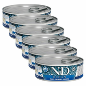 Konzerva Farmina N&D cat Trout, Salmon & Shrimps 6x80 g, 5+1 GRATIS