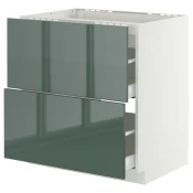 METOD / MAXIMERA Pod.elem.grej.ploca/2front/2fiok, bela/Kallarp tamna sivozelena visokog sjaja, 80x60 cm