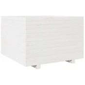 Vidaxl Vrtno cvetlično korito belo 70x70x49,5 cm trdna borovina
