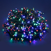 LED žaruljice bijele i šarene, zelena žica, 100 komada - LED lampice za bor - Šarena