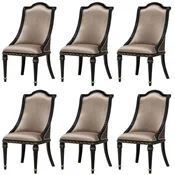 Casa Padrino luxury baroque dining chair set of 6 silver/black/gold - Magnificent baroque style kitchen chairs - Baroque dining room furniture - Luxury furniture baroque style