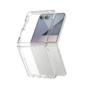 Gumiran ovitek (TPU+PC) za Samsung Galaxy Z Flip 7 5G, prozoren svetleč