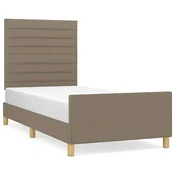 Vidaxl posteljni okvir brez vzmetnice Taupe 90x190 cm Tkanina