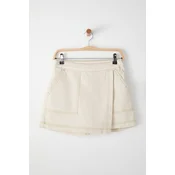 Trendyol Ecru Double Breasted Normal Waist Mini Denim Shorts Skirt