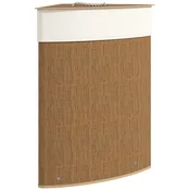 HOMCOM Kotna košara za perilo 55L z izvlečno vrečko in snemljivim pokrovom, košara za perilo iz bambusa, 35x35x60 cm, rjava