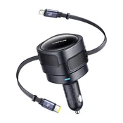 BASEUS Enjoyment Max auto punjac s USB-C + Lightning kabelima 60W crne boje