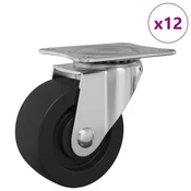Vidaxl Vrteče kolesce 12 szt. srebrna 60 x 60 x 50 mm Železo in najlon