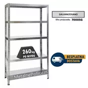 Polica metal-metal 195x100x40cm, 5x260kg galva