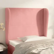 Uzglavlje s ušima ružicasto 83 x 23 x 118/128 cm baršunasto
