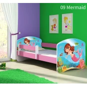 Dječji krevet ACMA s motivom, bočna roza 140x70 cm 09-mermaid
