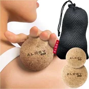 shumee Plutovinasta žogica Komplet 2 EKO žogic za masažo mišic, trde, majhne plutovinaste žogice 6 cm in 5,3 cm Športna torba za fitnes Alog