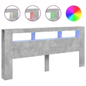Vidaxl LED posteljno vzglavje betonsko sivo 220x18,5x103,5 cm inž. les