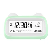 INF Polnilna mačja budilka z nočno lučjo, prikazom temperature in dremežem Green, (5000290728)