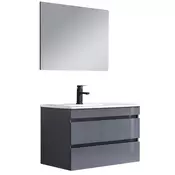 Cube Kopalniško pohištvo 80 cm keramični umivalnik z ogledalom z dvema predaloma 60x80 cm antracitno siva