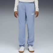 Womens Puma Essentials Nature 2.0 No. 1 Logo Straight Pants Youth, Blue, Size 5-6Y, Clothing