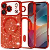 TPU gel ovitek Techsuit Luxury Glitter MagSafe za iPhone 17 Pro - red