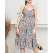 Resti Beige and blue womens summer dress with print - Clothing