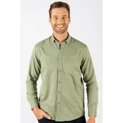 TUDORS Muška košulja dugih rukava Classic Fit, Comfort Fit, Maslinasta