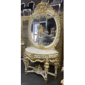 Casa Padrino baroque mirror console with marble top white/multicolored/gold - Magnificent baroque console with mirror - Wardrobe furniture baroque style - Baroque furniture