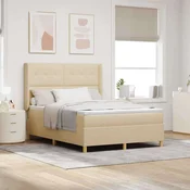 Box spring krevet s madracem Krema 140 x 190 cm tkanina