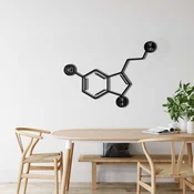WallXpert metalni zidni ukras 5113, strukturna formula molekula serotonina, 75 x 53 cm, crni