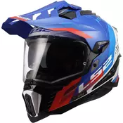 Enduro kaciga LS2 MX701 Explorer Hexa sjajna bijelo-plavo-crvena
