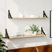 vidaXL vidaXL Stenska polica 2 kosa sonoma hrast 80x15x15,5 cm inženirski les, (20915645)