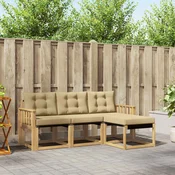 Set vanjskih sofa s jastukom 4 pcs Bijela i bež