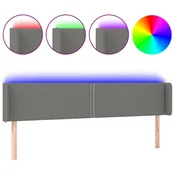 Vidaxl LED posteljno vzglavje temno sivo 203x16x78/88 cm blago