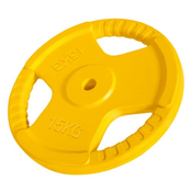 GORILLA SPORTS Gumirani žuti teg 15 kg