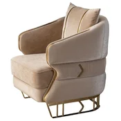 Casa Padrino luxury armchair light brown/gold 87 x 83 x H. 75 cm - Living room armchair - Hotel armchair - Living room furniture - Hotel furniture - Luxury furniture - Luxury furnishings