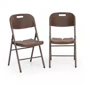 Blumfeldt Burgos Seat, skolpiva stolica, set od 2 komada, HDPE, celik, ratanov izgled, smeda
