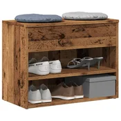 shumee vidaXL Lavica za čevlje iz starega lesa 60x30x45 cm Inženirski les