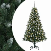 Vidaxl Umjetno božično drevo z okrasnimi kroglami 210 cm 300 LED