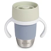 Otroški lonček Stainless Steel Learning Cup Click & Drink Pebble Beaba za samostojno pitje iz nerjavečega jekla modro-zelena od 12. meseca