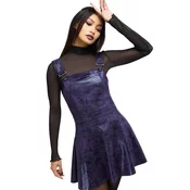 Ženska obleka KILLSTAR - Paryce Alive Pinafore - Black/Purple - KSRA012869
