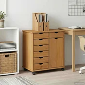 vidaXL Gležnji kabinet s kolesom Medeno rjava 63,5 x 39 x 65,5 cm