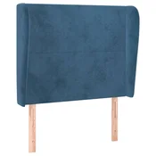 Vidaxl Vzglavje z ušesi temno modro 83x23x118/128 cm žamet
