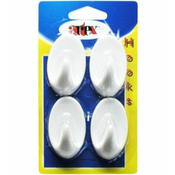 Artex Samolepilni kaveljček ovalen, velik, plastičen, BELI (4 kosi)